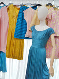 1950s Atrima couture pleated silk jersey dress - Extra Small