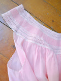 1940s Hand embroidered pink silk nightgown - Extra X large