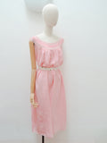 1940s Hand embroidered pink silk nightgown - Extra X large
