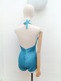 1940s Satin shirred swimsuit - Medium Large