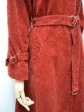 1970s Rust red corduroy mackintosh coat - Extra small