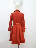 1970s Rust red corduroy mackintosh coat - Extra small