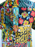 1970s Patchwork print velveteen tunic top - Extra small