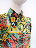 1970s Patchwork print velveteen tunic top - Extra small