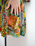 1970s Patchwork print velveteen tunic top - Extra small