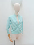 1960s Ice blue angora mix cardigan - Extra small Small