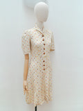 1930s Silk/linen mix embroidered Bourne & Hollingsworth day dress - XS