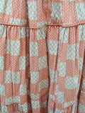 1950s Printed terracotta tiered cotton skirt - Extra small