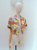 1940s Floral linen bolero jacket - Large
