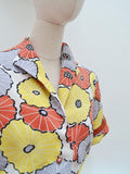 1940s Floral linen bolero jacket - Large