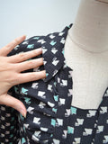 1940s Printed silk day dress - Small