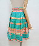 1950s Striped cotton day skirt - Small