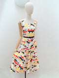 1940s Scribble print cotton sun dress - Extra small
