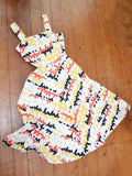 1940s Scribble print cotton sun dress - Extra small