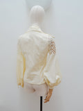 1970s Crochet lantern sleeve blouse - Small