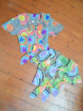 1970s Kaleidoscopic print tie blouse - Extra small