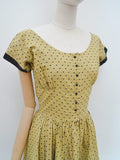 1950s Mustard spot day dress - Extra small