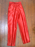 1970s Red satin belted trousers - Small
