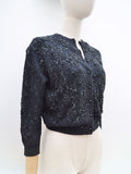 1950s Beaded lambswool Huppert cardigan - Small