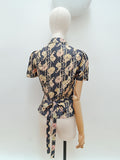 1970s Novelty dancer print blouse - Extra small