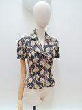 1970s Novelty dancer print blouse - Extra small