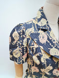 1970s Novelty dancer print blouse - Extra small