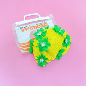 1960s 3D flower rubber swimming cap
