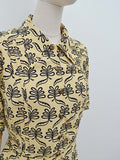 1940s Printed rayon peplum blouse - Small