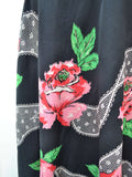 1940s Appliqué effect rose print skirt - Small