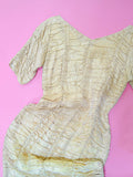 1950s Gold lame ruched wiggle dress - Extra small