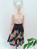 1940s Appliqué effect rose print skirt - Small