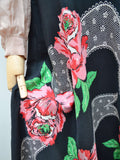 1940s Appliqué effect rose print skirt - Small