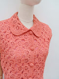 1960s Crocheted raffia shift dress - Small