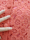 1960s Crocheted raffia shift dress - Small