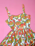 1950s Bright printed full skirt cotton sundress - Large Extra Large