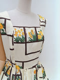 1950s Botanical illustration print dress - Large