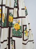 1950s Botanical illustration print dress - Large