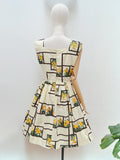 1950s Botanical illustration print dress - Large