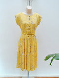 1950s Floral rayon day dress - Extra small