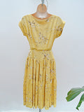 1950s Floral rayon day dress - Extra small