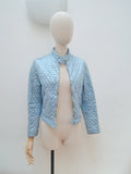 1970s Blue lamé quilted jacket - Small