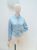 1970s Blue lamé quilted jacket - Small