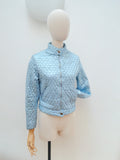 1970s Blue lamé quilted jacket - Small