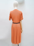 1940s crepe dress with rouleux appliqué - Small
