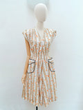 1940s Novelty chicken coop print dress - Small