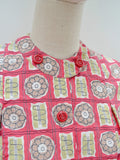 1950s Abstract print cotton blouse - Small Medium