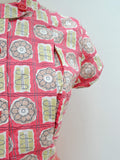 1950s Abstract print cotton blouse - Small Medium