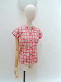 1950s Abstract print cotton blouse - Small Medium