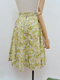 1950s Chartreuse leaf print cotton skirt - Extra small