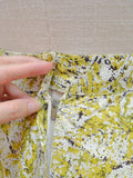 1950s Chartreuse leaf print cotton skirt - Extra small